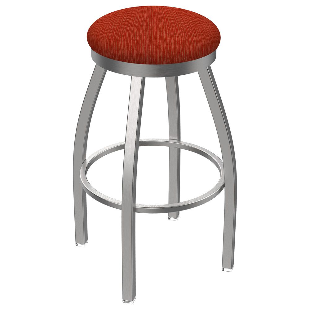 Holland Bar Stool 802 Misha 25" Swivel Counter Stool with Stainless and Graph Poppy Seat, , large
