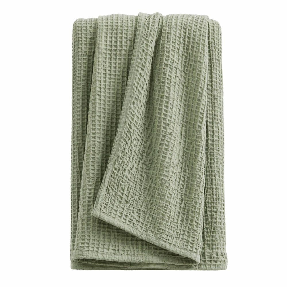 Trade Linker Full/Queen Waffle Weave Knit Throw Blanket in Sage, , large