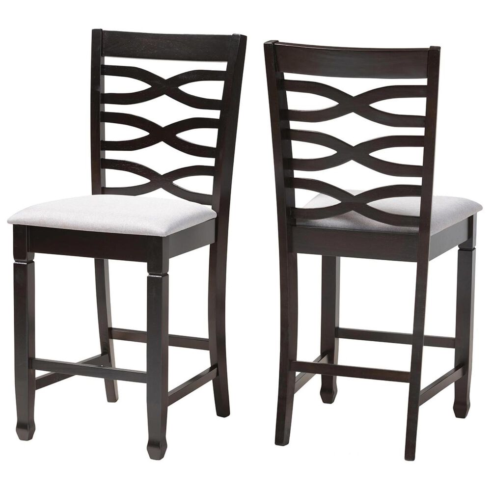 Baxton Studio Lanier Counter Height Chair in Gray and Espresso (Set of 2), , large