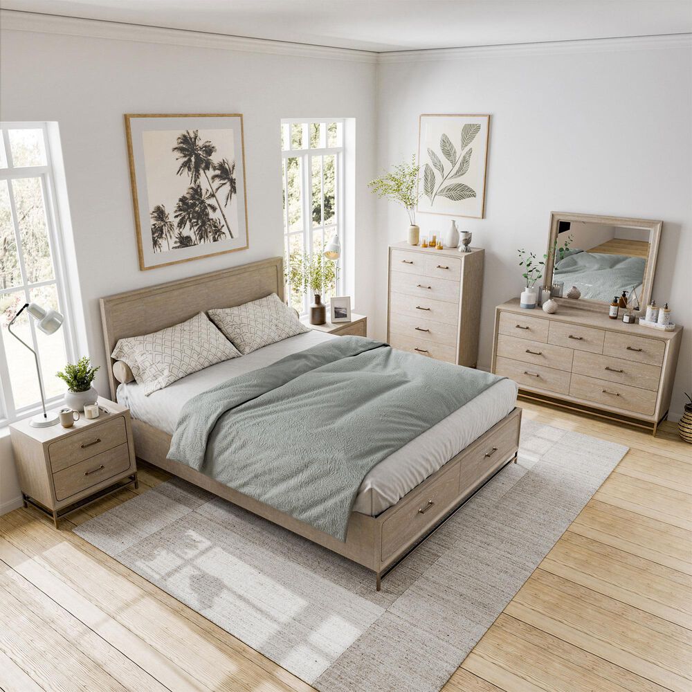 Furniture of America Sandnes 6-Piece Queen Bedroom Set in Light Oak, , large