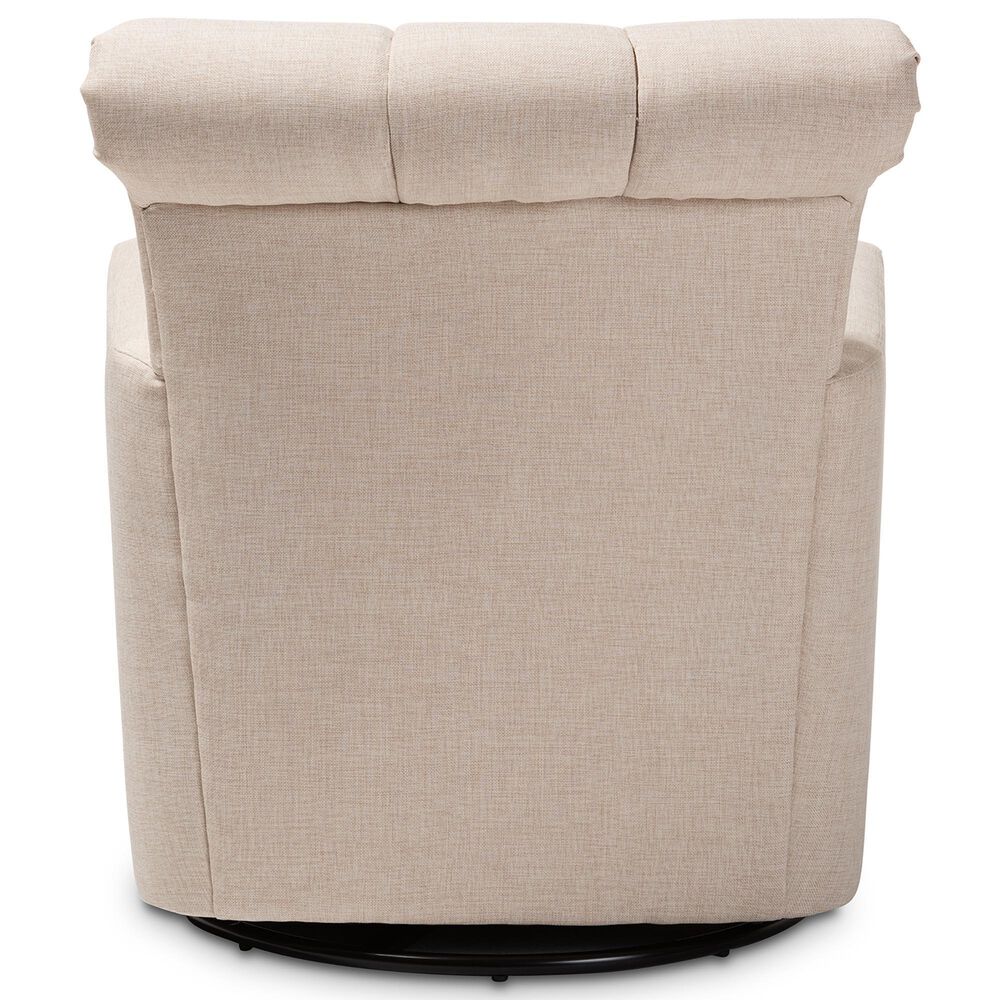 Baxton Studio Rayner Swivel Chair in Beige, , large