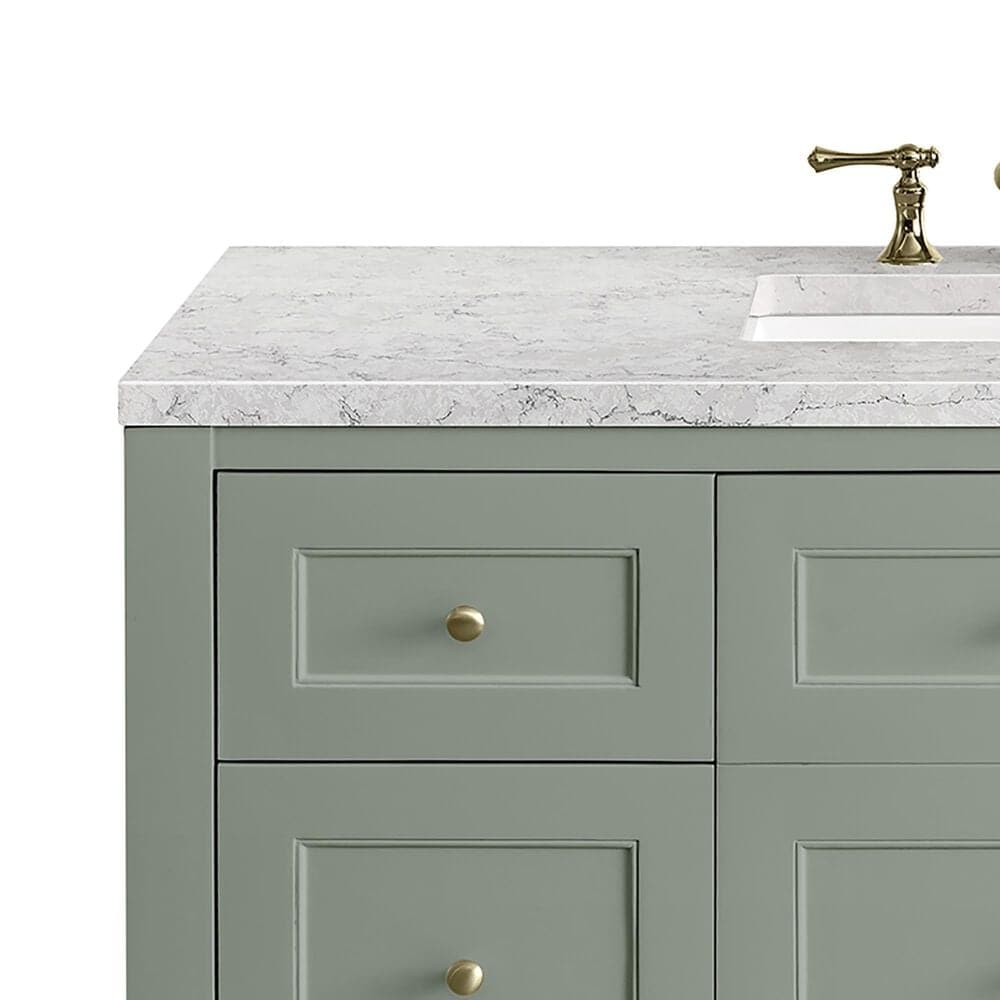 James Martin Vanities Breckenridge 48&quot; Single Bathroom Vanity in Smokey Celadon with 3 cm Eternal Jasmine Pearl Quartz Top and Rectangular Sink, , large