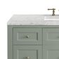 James Martin Vanities Breckenridge 48" Single Bathroom Vanity in Smokey Celadon with 3 cm Eternal Jasmine Pearl Quartz Top and Rectangular Sink, , large