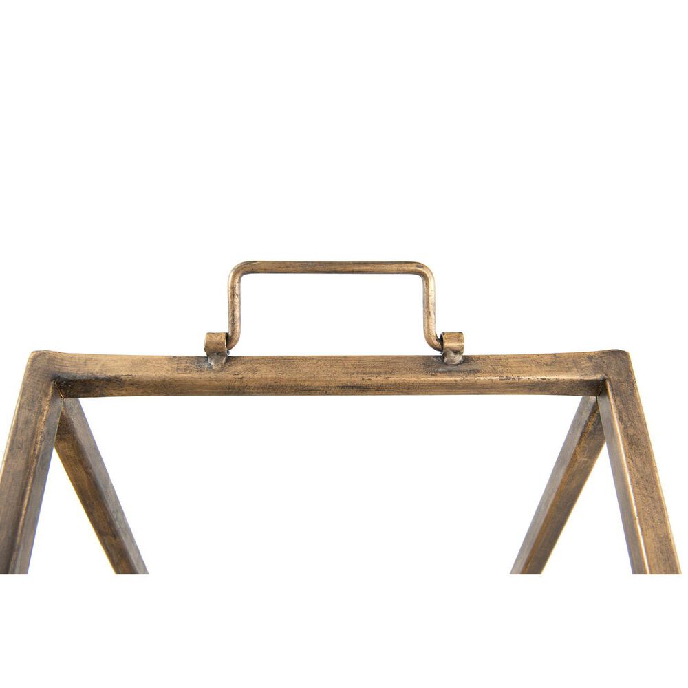 Creative Coop Metal House Shaped Fire Wood Holder with Handle in Gold, , large
