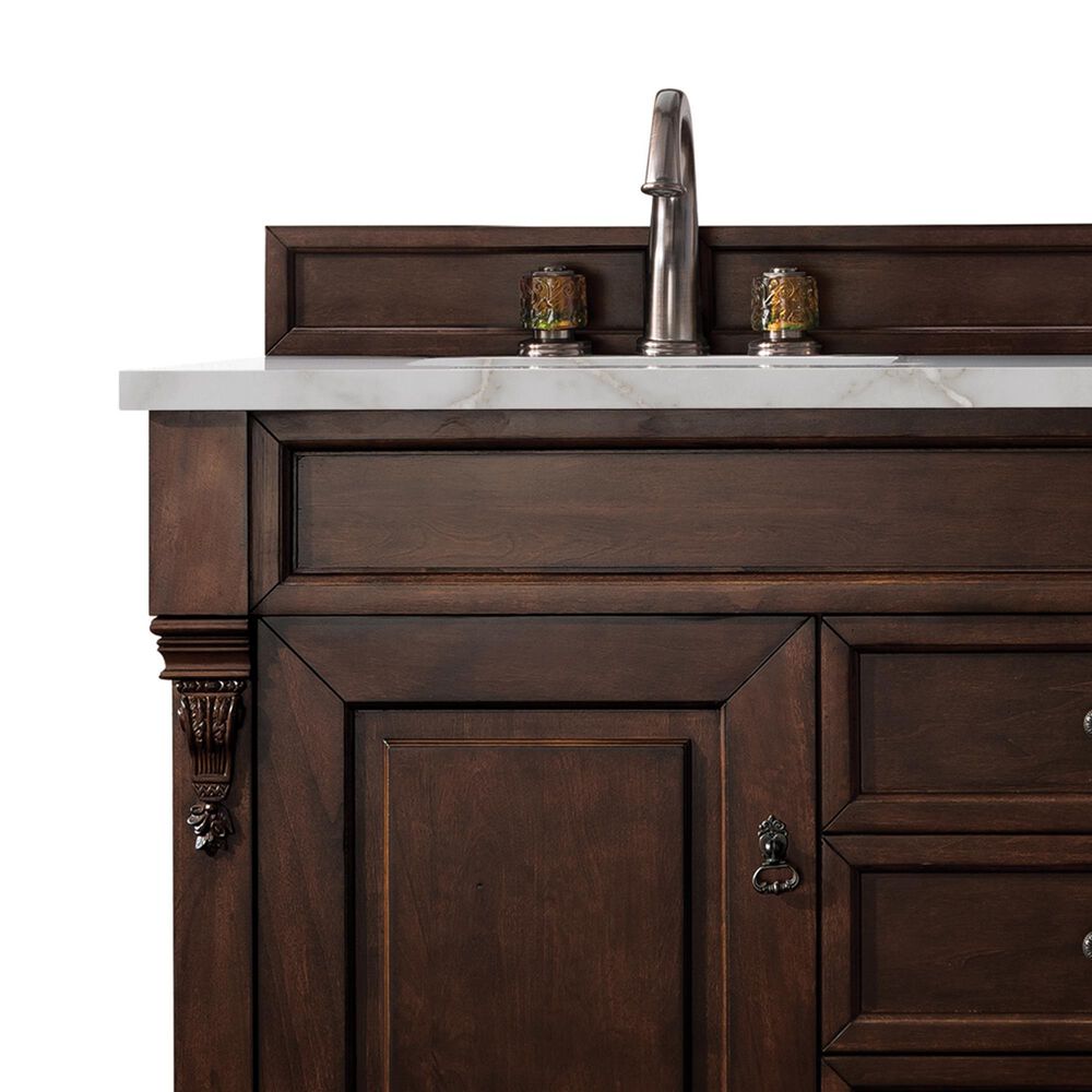 James Martin Vanities Brookfield 60&quot; Double Bathroom Vanity in Burnished Mahogany with 3 cm Lime Delight Quartz Top and Rectangular Sinks, , large