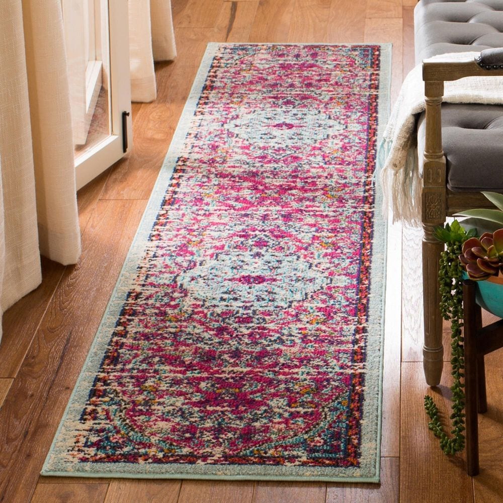 Safavieh Madison MAD447R 2&#39;2&quot; x 14&#39; Fuchsia and Teal Runner, , large