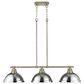 Golden Lighting Duncan 3-Light Pendant with Chrome Shade in Aged Brass, , large