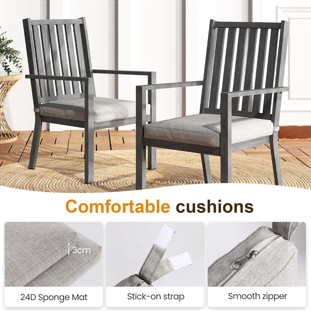 Hearth and Haven Outdoor All-Weather Aluminum Dining Chair in Gray (Set of 4), , large
