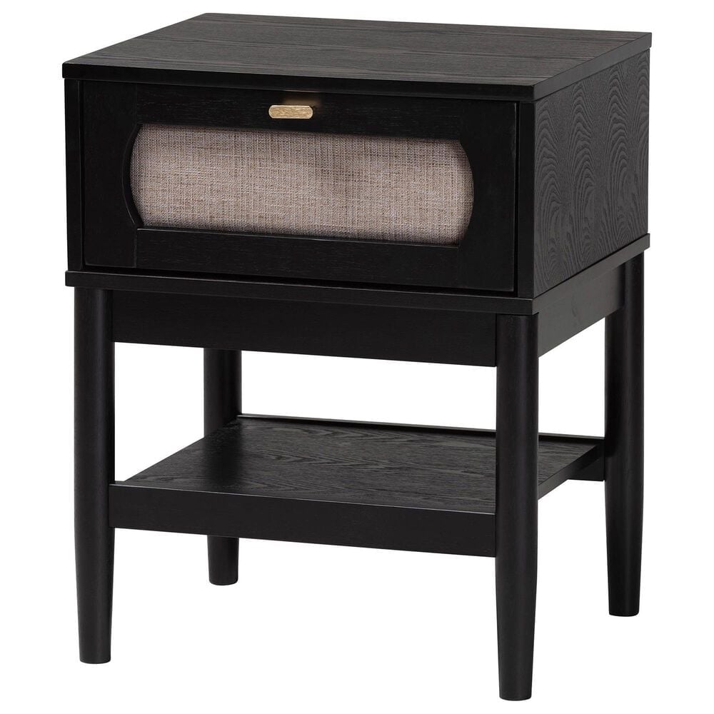 Baxton Studio Shirin 1-Drawer Nightstand in Black, , large