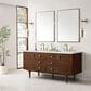 James Martin Vanities Amberly 72" Double Bathroom Vanity in Mid-Century Walnut with Single Hole 3 cm White Zeus Quartz Top and Rectangular Sinks, , large