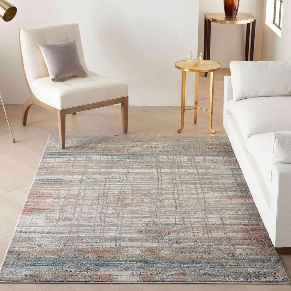 Nourison Rustic Textures Grey and Multicolor 6&#39; x 9&#39; Area Rug, , large