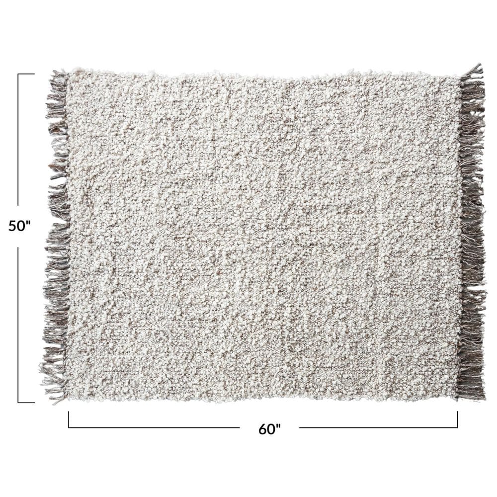 Teak Interiors 50&quot; x 60&quot; Shag Throw with Fringe in Natural and Grey Melange, , large