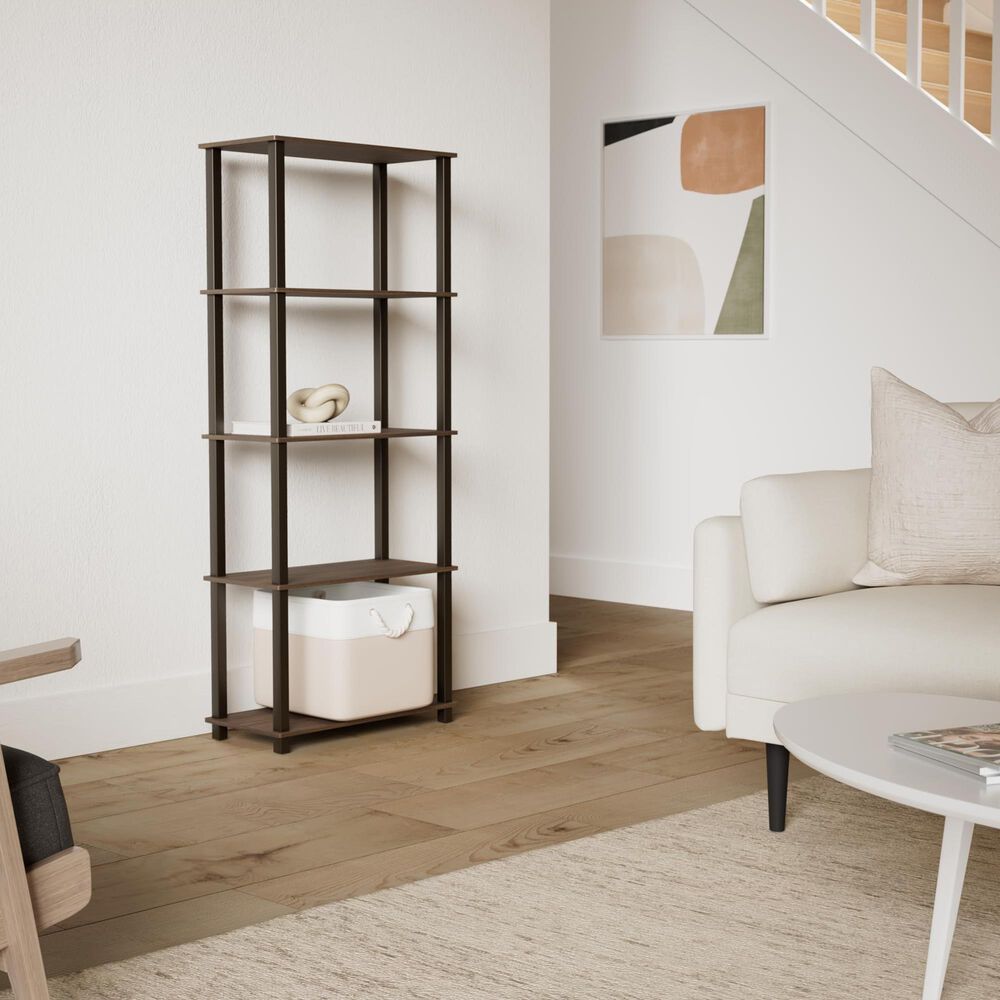 HOMLUX 5-Tier Display Rack in Walnut and Brown, , large