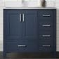 Lexora Home Jacques 36" Left Offset Single Bathroom Vanity in Navy Blue with 2 cm White Cultured Marble Top and Rectangular Sink, , large
