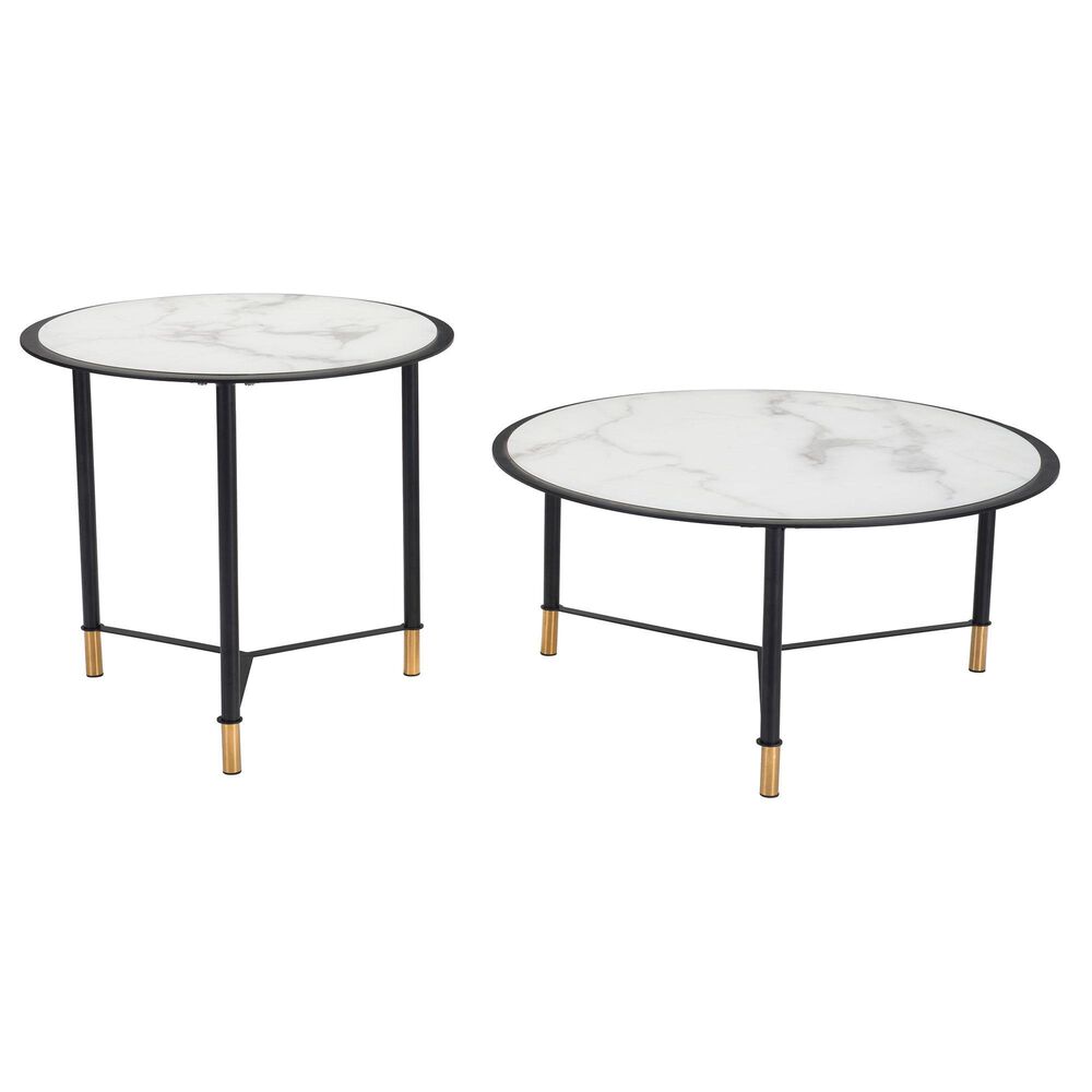 Zuo Modern Davis Coffee Table in Black, White, Black and Gold &#40;Set of 2&#41;, , large