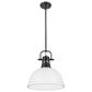 Golden Lighting Duncan 1-Light Pendant with Rod and Matte White Shade in Matte Black, , large