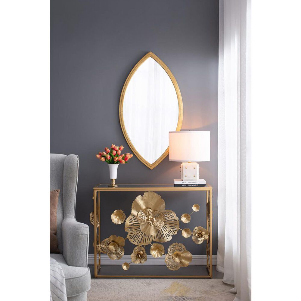 A&amp;B Home Anita Table Lamp with Collapsible Shade in White and Gold, , large