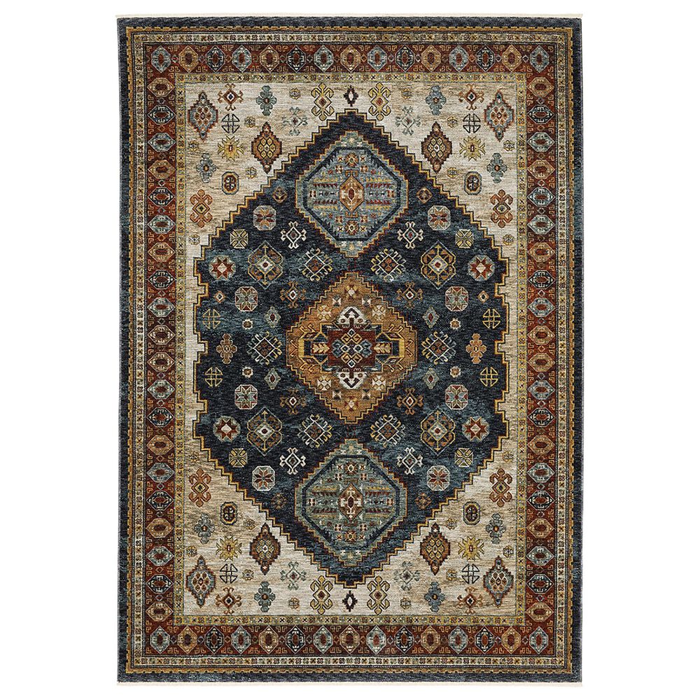 Oriental Weavers Aberdeen Tribal Border 9"10" x 12"10" Blue Area Rug, , large