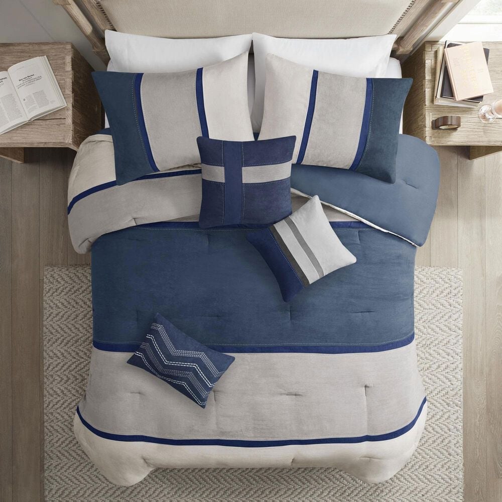 Hampton Park Palisades 7-Piece Queen Comforter Set in Blue, , large