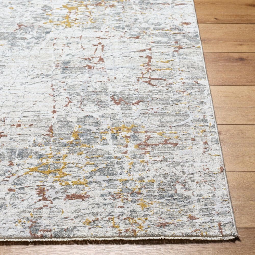 Surya Dresden White, Gray, Medium Gray, Light Slate, Mustard and Rust 2'7" x 7'3" Runner, , large