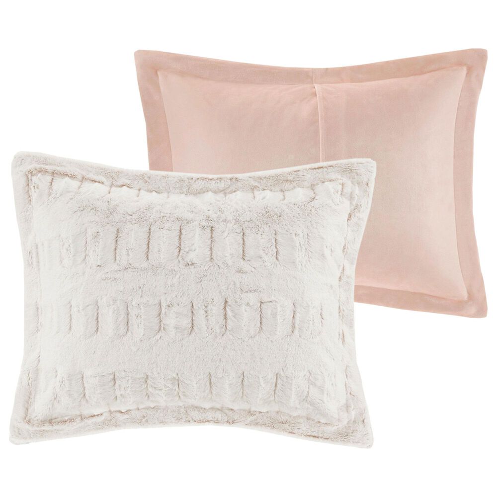 Hampton Park Gia Back Print Long Fur 2-Piece Twin/Twin XL Comforter Mini Set in Blush, , large