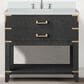 Lexora Home Norwalk 36" Single Bathroom Vanity in Black Oak with White Quartz Top and Rectangular Sink, , large