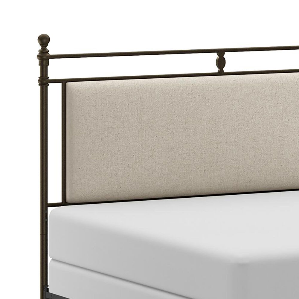 Richlands Furniture Ashley King Poster Panel Metal and Upholstered Bed in Brown and Rustic Brown, , large