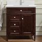 James Martin Vanities Brittany 30" Single Bathroom Vanity in Burnished Mahogany with Single Hole 3 cm White Zeus Quartz Top and Rectangular Sink, , large