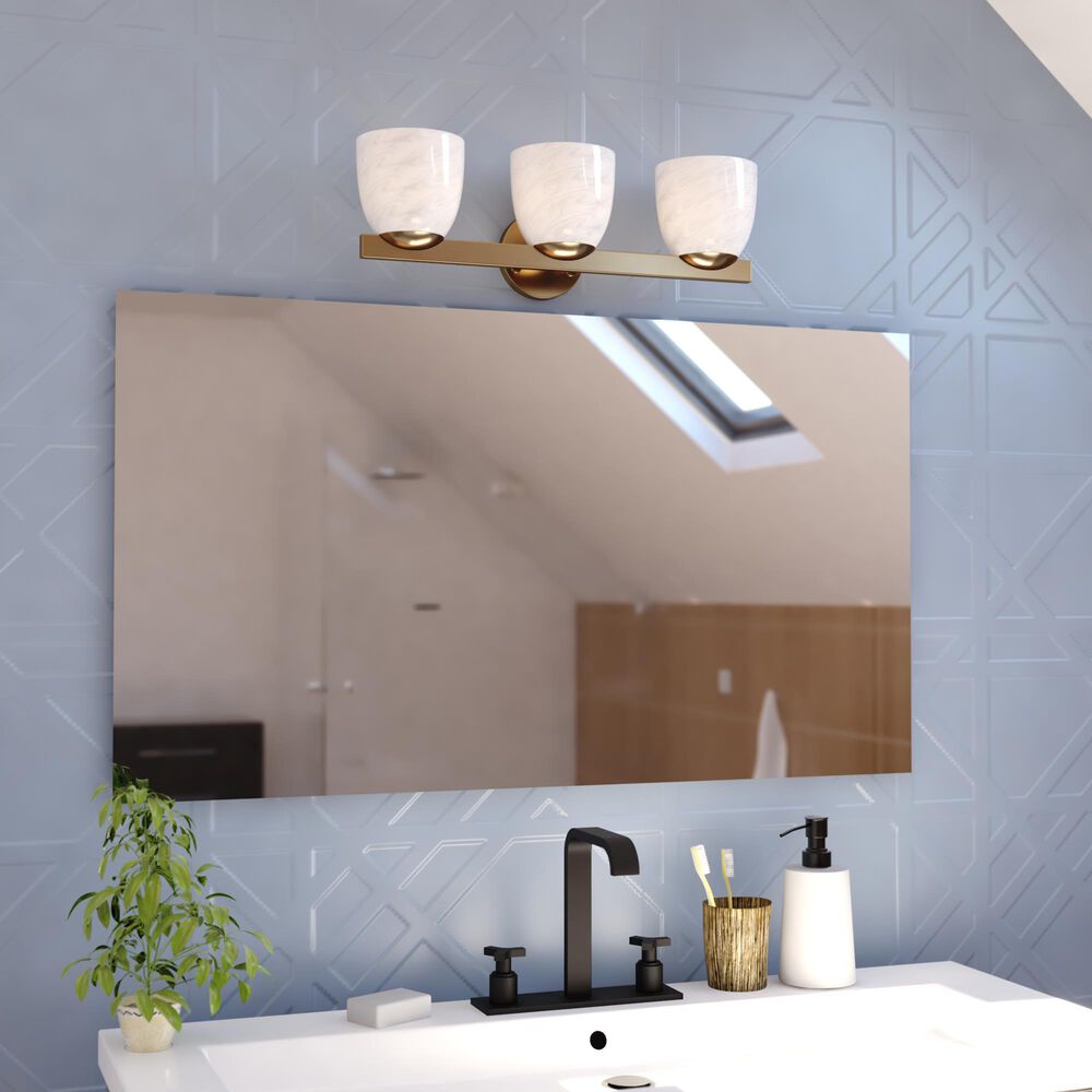 Vaxcel Bosworth 3-Light Bathroom Vanity in Muted Brass, , large
