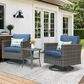 HOMLUX 3-Piece Patio Conversation Set with Square-Arm Swivel Rocking Chairs in Denim Blue, , large