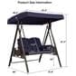 HOMLUX 2-Seat Outdoor Porch Swing with Adjustable Tilt Canopy and Foldable Tray in Navy Blue, , large