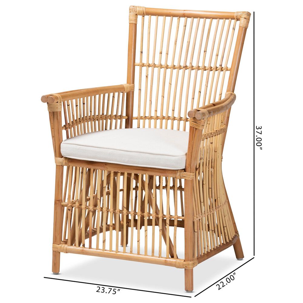 Baxton Studio Rose Rattan Arm Chair in White, , large