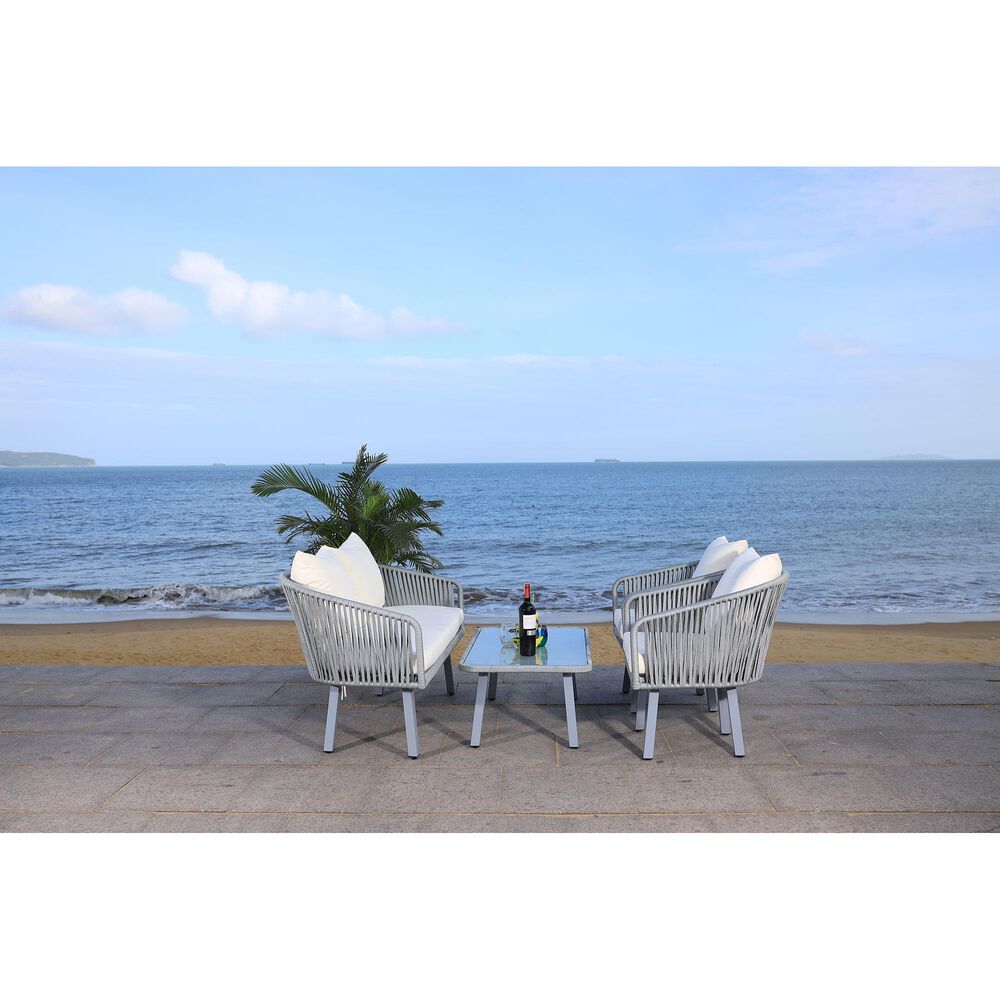 Safavieh Jorda 4-Piece Rope Living Set in Grey/Beige | Nebraska