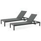Hearth and Haven Cape Coral Outdoor Chaise Lounge with Adjustable Backrest and Wheels in Black and Gray (Set of 2), , large