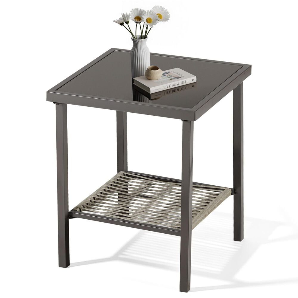 Sunwell Garden Swivel Chair Table Set in Dark Grey (Set of 3), , large