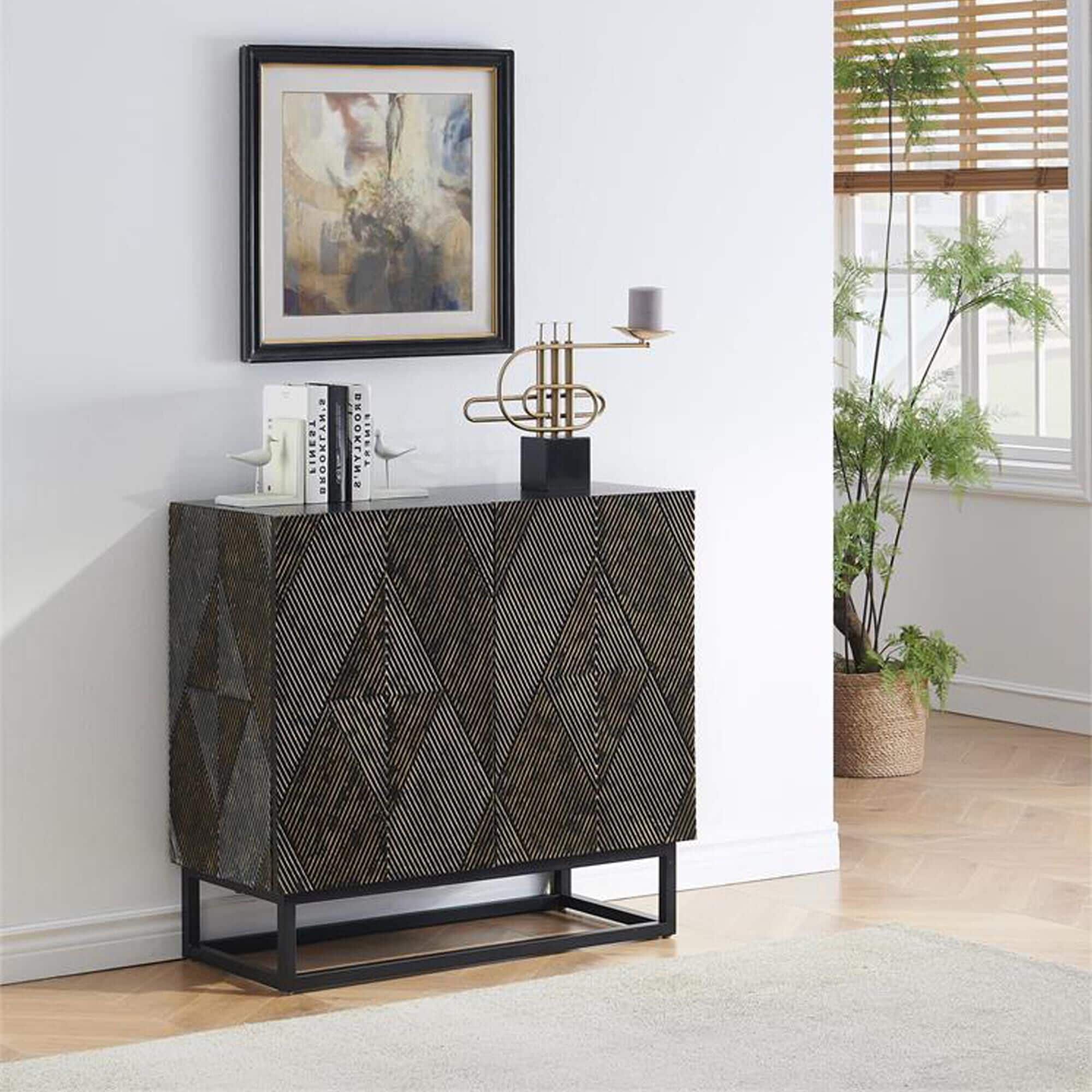 Black accent sales cabinet living room