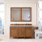James Martin Vanities Brittany 60" Double Bathroom Vanity in Saddle Brown with 3 cm Eternal Jasmine Pearl Silestone Top, Rectangular Sinks and FreePower Wireless Charger, , large