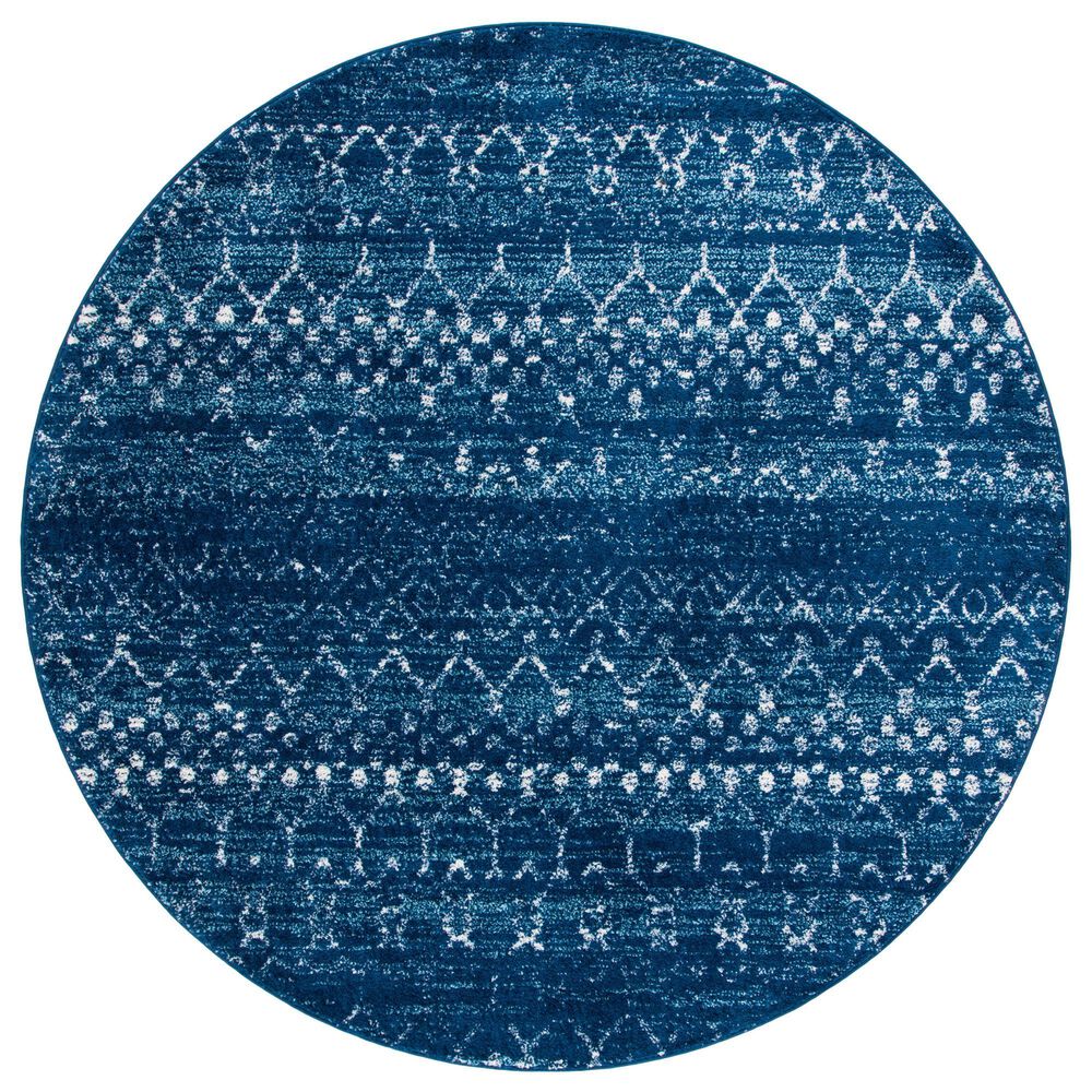 Safavieh Tulum 6"7" Round Blue and Ivory Area Rug, , large