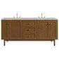 James Martin Laurent 72" Double Bathroom Vanity in Honey Oak with 3 cm Victorian Silver Silestone Top and Rectangular Sinks, , large