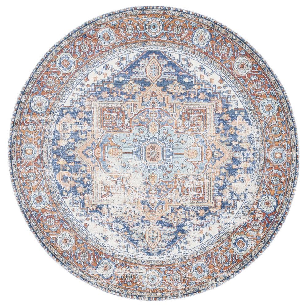 Safavieh Aria 6"7" Round Navy and Rust Area Rug, , large