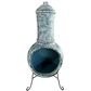 Alfresco Home Earthenware Jumbo Plain Chiminea in Blue Tornado, , large