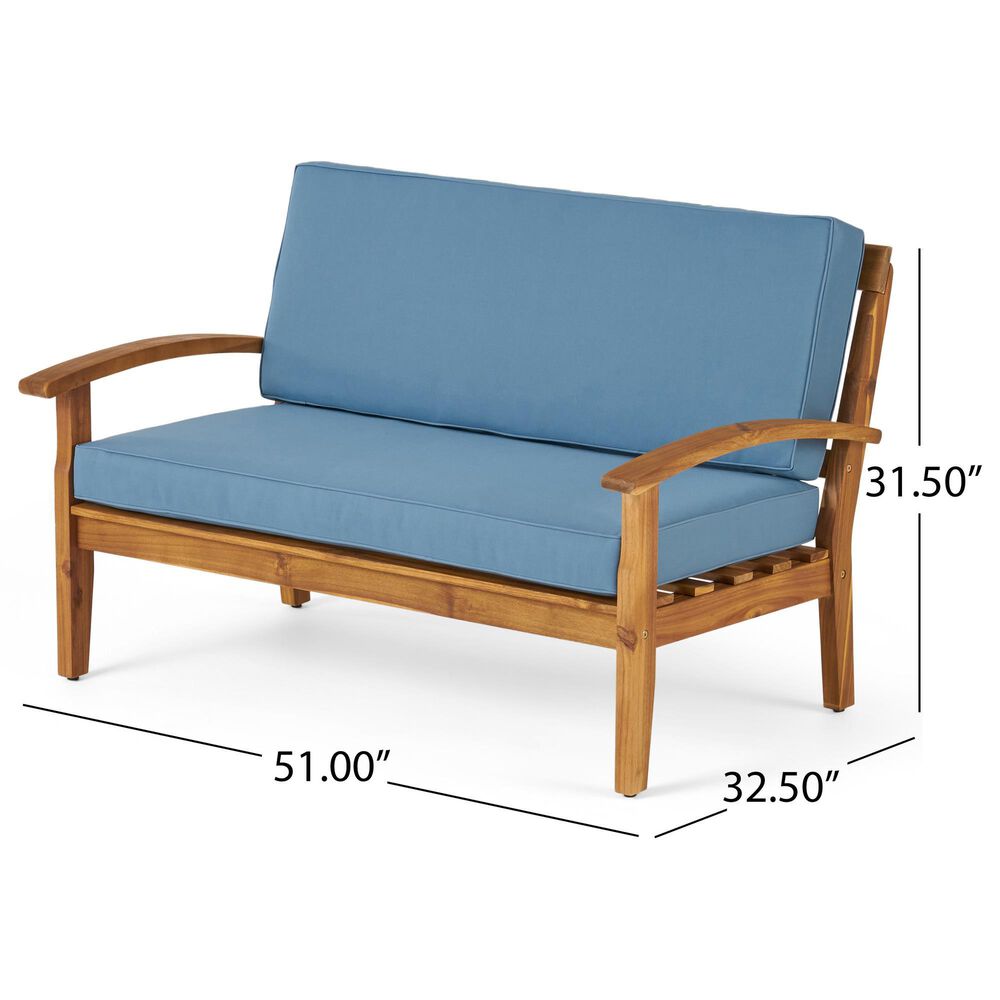 Hearth and Haven Peyton 2-Piece Patio Conversation Set with Beige Cushion in Teak, , large