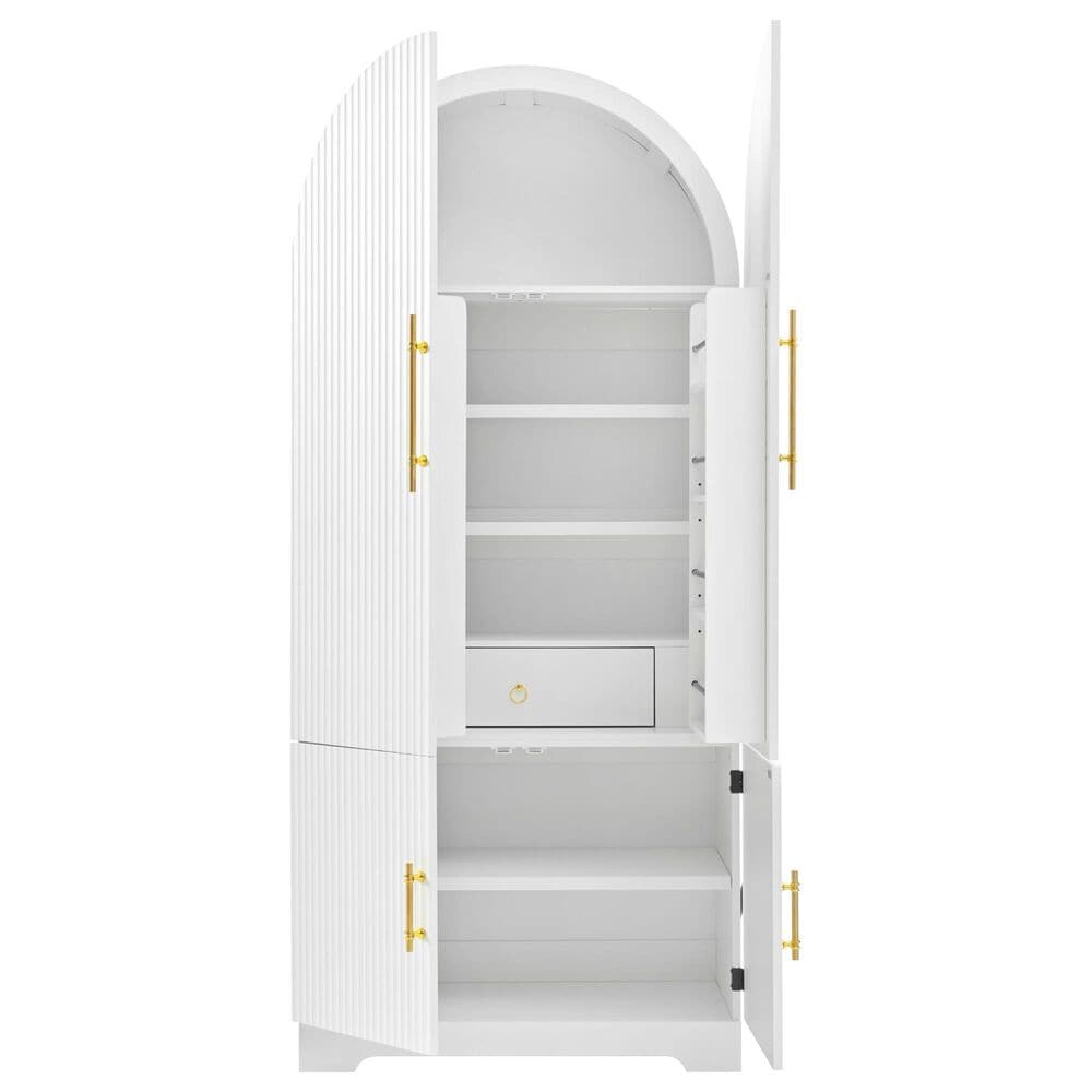 HOMLUX 72" Tall Arched Kitchen Pantry Cabinet in White, , large