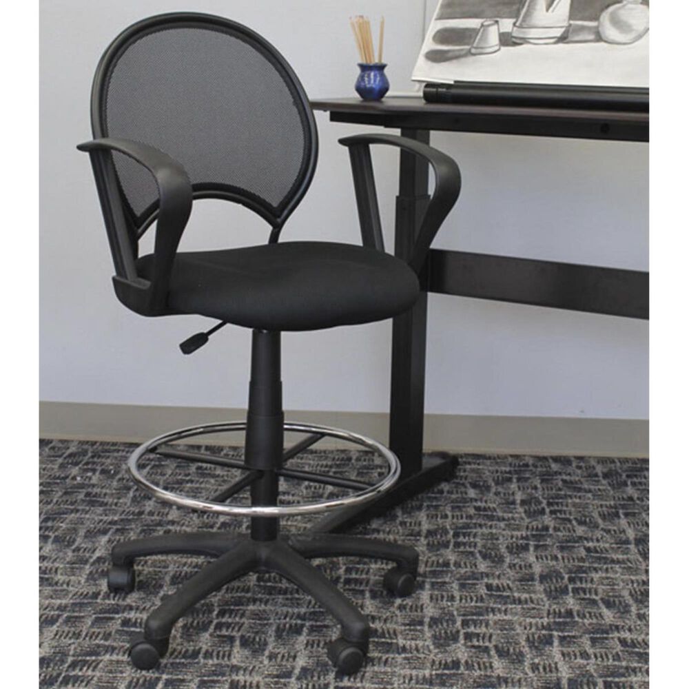 Regal Co. Boss Drafting Stool with Loop Arms in Black, , large