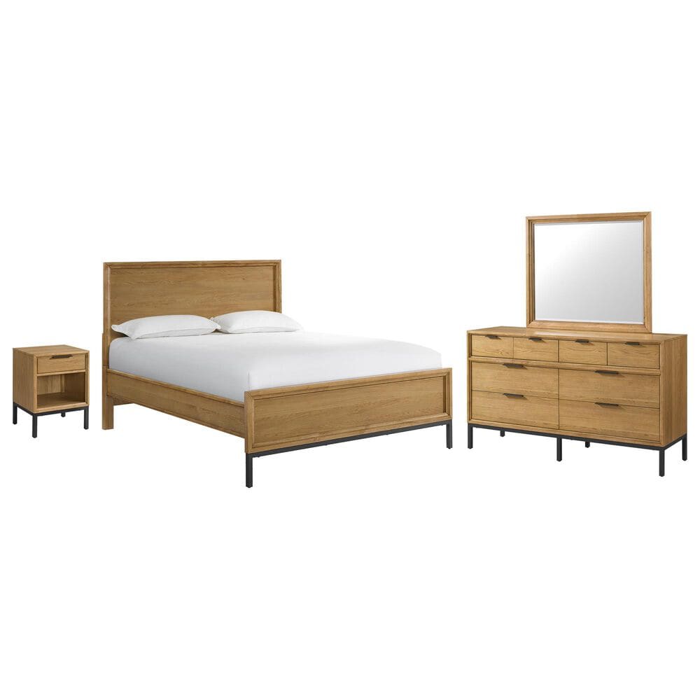 Hawthorne Furniture Newport 4-Piece Queen Panel Bedroom Set in Natural Oak, , large