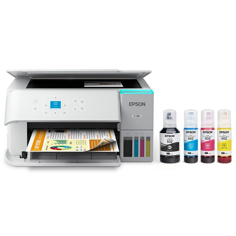 Epson EcoTank ET-2980 Wireless All-in-One Color Supertank Printer in White, , large