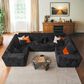 HOMLUX Modular Sectional Cloud Couch, Plush Corduroy U Shaped Sofa with Chaise, Big Comfy Couches Set in Black, , large