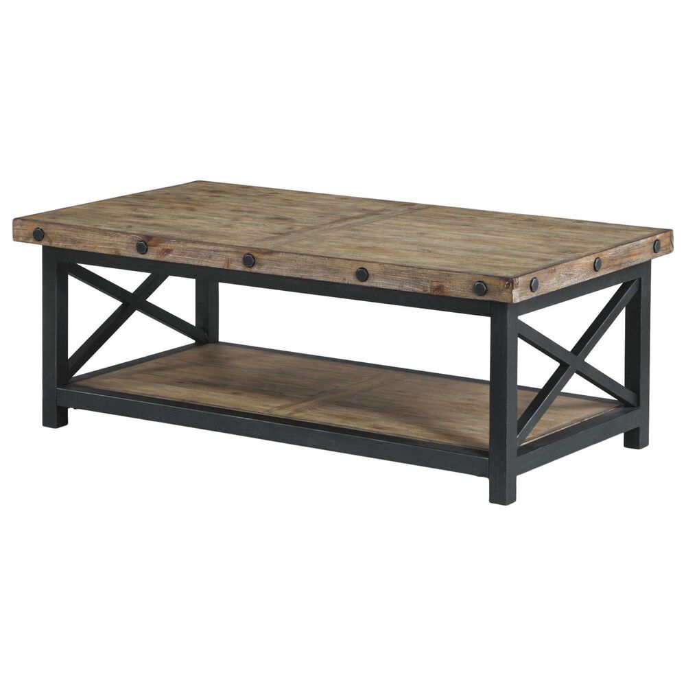 Flexsteel Carpenter Rectangular Coffee Table in Rustic Light Brown, , large