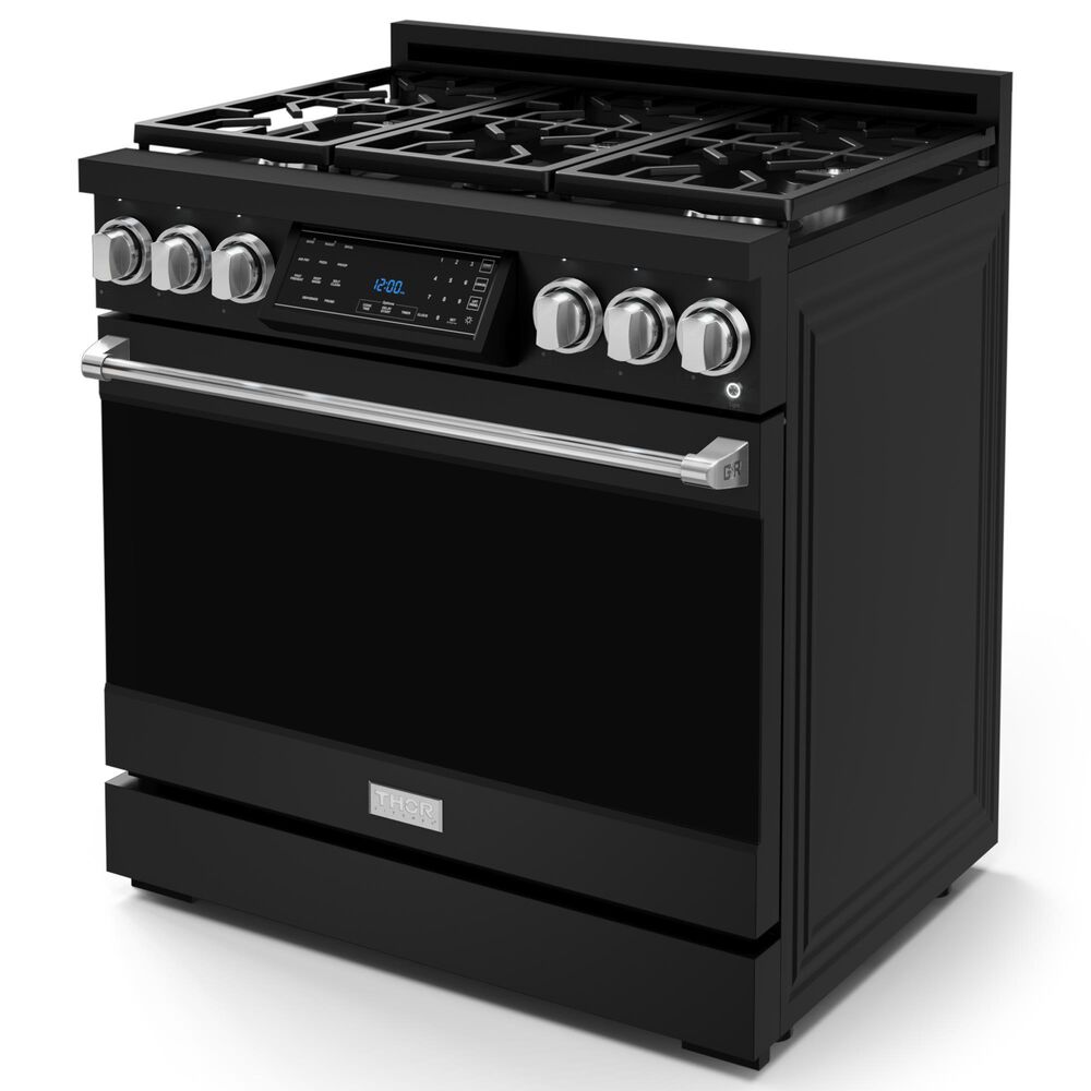 THOR KITCHEN Gordon Ramsay 6 Cu. Ft. 36&quot; Professional Natural Gas Range with Stainless Steel Handle Kit in Black, , large