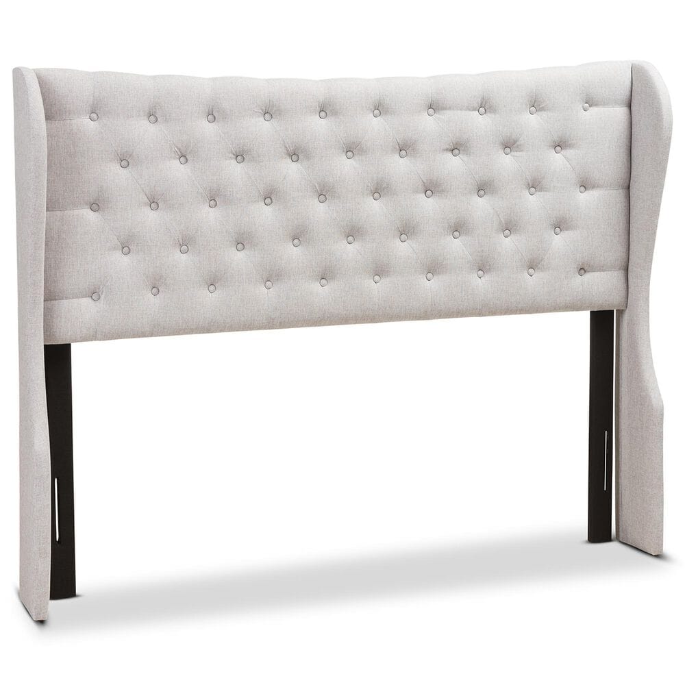 Baxton Studio Cadence King Wingback Headboard in Greyish Beige, , large